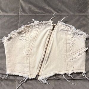 Frayed Cream Corset Top Size Small